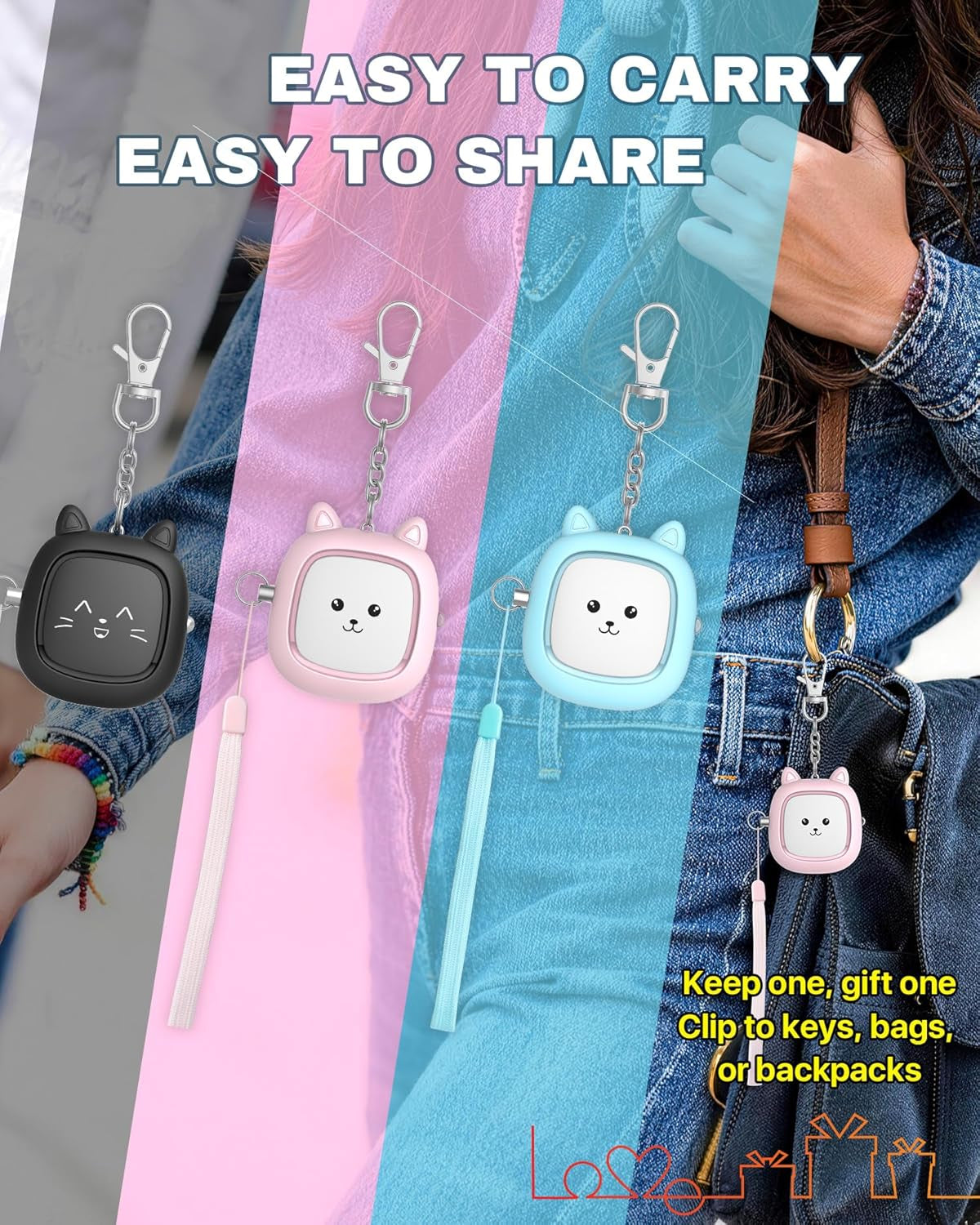 Personal Safety Alarm – Loud Siren with LED Light, Easy Pull-Pin Keychain for Women & Seniors, Portable Everyday Use (3 Pack)