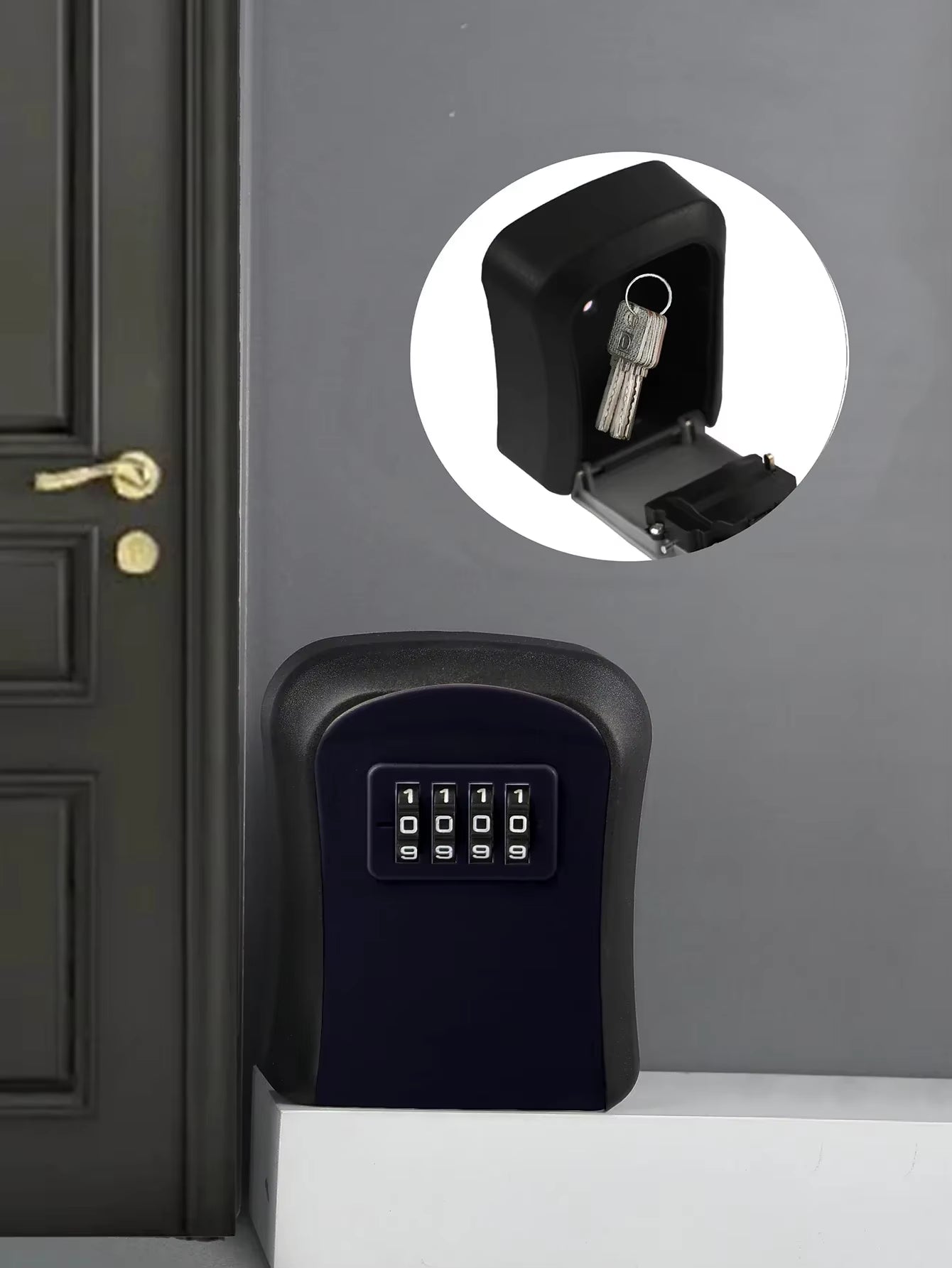 1Pc Wall-Mounted Key Storage Box, Password Key Box, Outdoor Resettable Secret Code Lock Safe Lock Box, Storage Safe