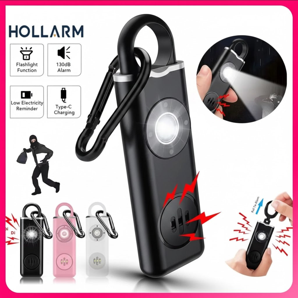 Hollarm Pro: Rechargeable 130dB Personal Safety Alarm &amp; SOS Light