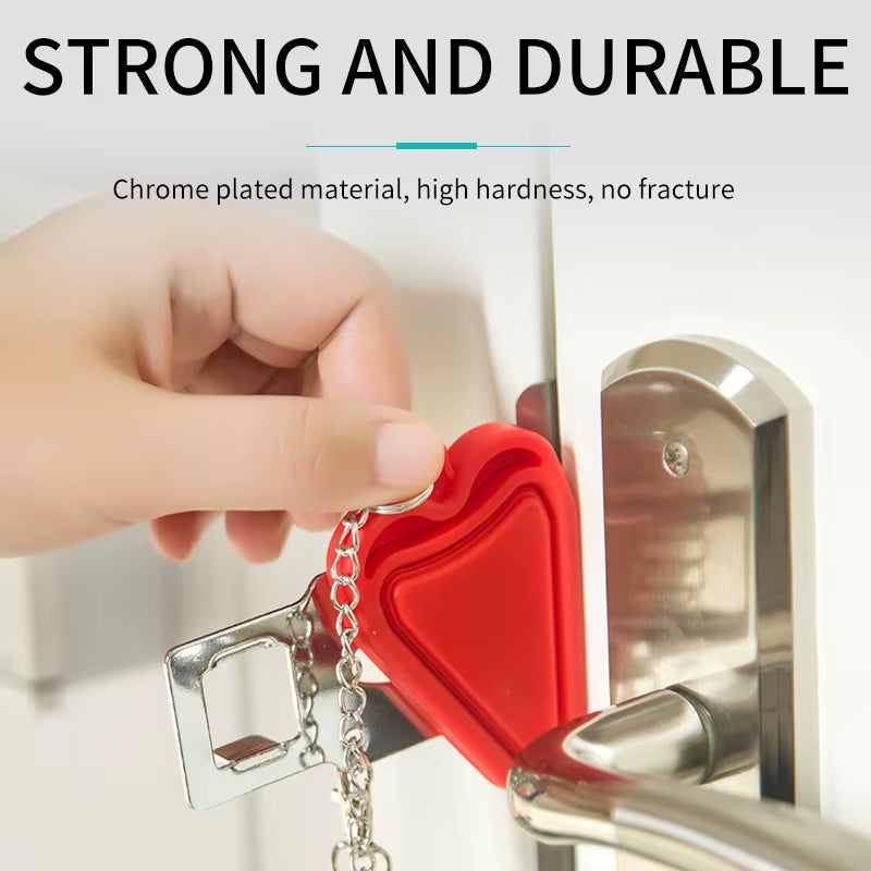 Security Portable Door Lock Latch No Drill Manual Hotel Room Devices for Add Security Holes Removable for Travel Safety