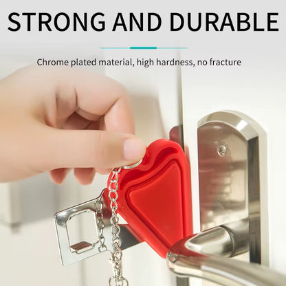 Security Portable Door Lock Latch No Drill Manual Hotel Room Devices for Add Security Holes Removable for Travel Safety