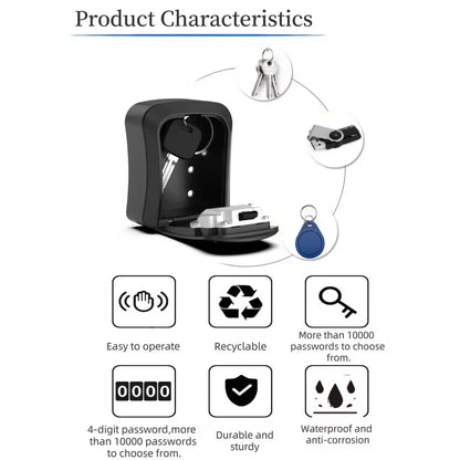 1Pc Wall-Mounted Key Storage Box, Password Key Box, Outdoor Resettable Secret Code Lock Safe Lock Box, Storage Safe