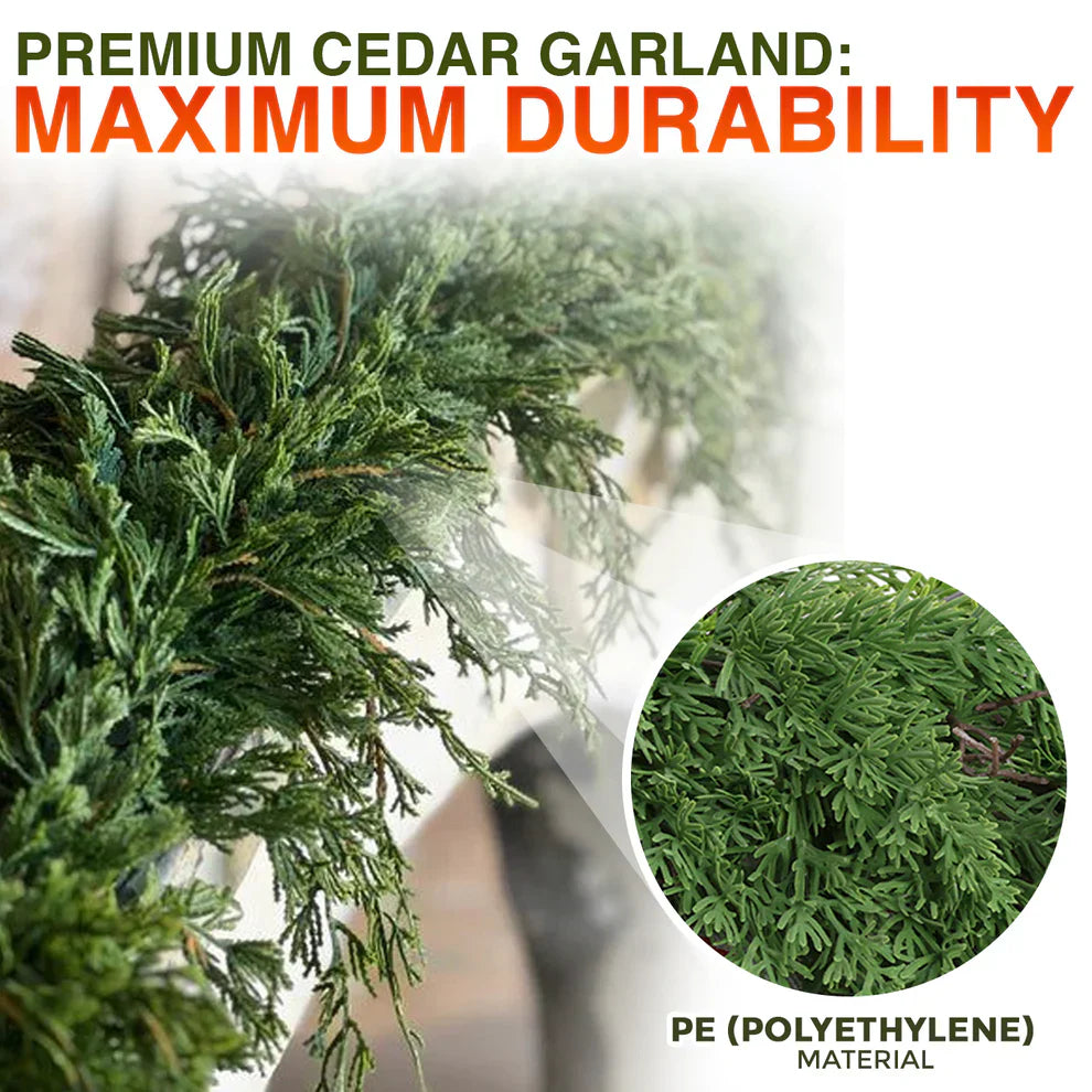 ❄️🎄Oveallgo® Artificial Cedar Garland🇺🇸Green Pine Garland for Table, Mantel, Wall – Perfect for Indoor & Outdoor Christmas Decorations