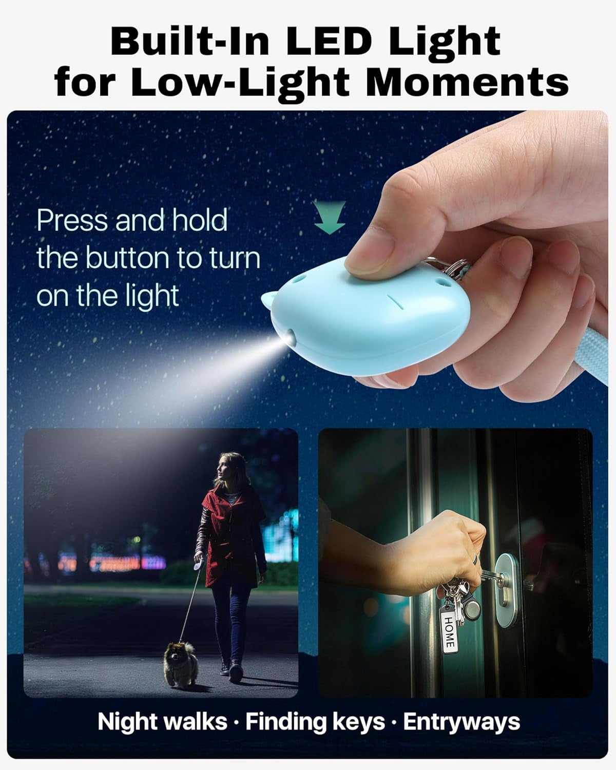 Personal Safety Alarm –  Loud Siren with LED Light, Easy Pull-Pin Keychain for Women & Seniors, Portable Everyday Use (3 Pack)