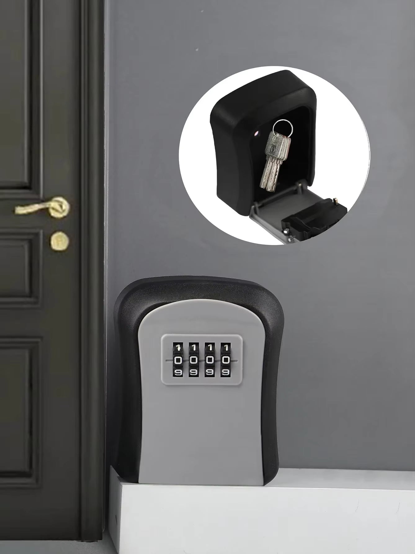 1Pc Wall-Mounted Key Storage Box, Password Key Box, Outdoor Resettable Secret Code Lock Safe Lock Box, Storage Safe