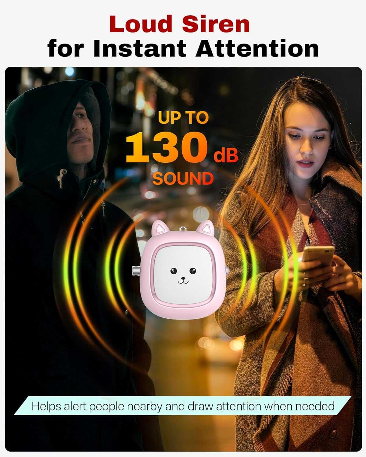 Personal Safety Alarm –  Loud Siren with LED Light, Easy Pull-Pin Keychain for Women & Seniors, Portable Everyday Use (3 Pack)