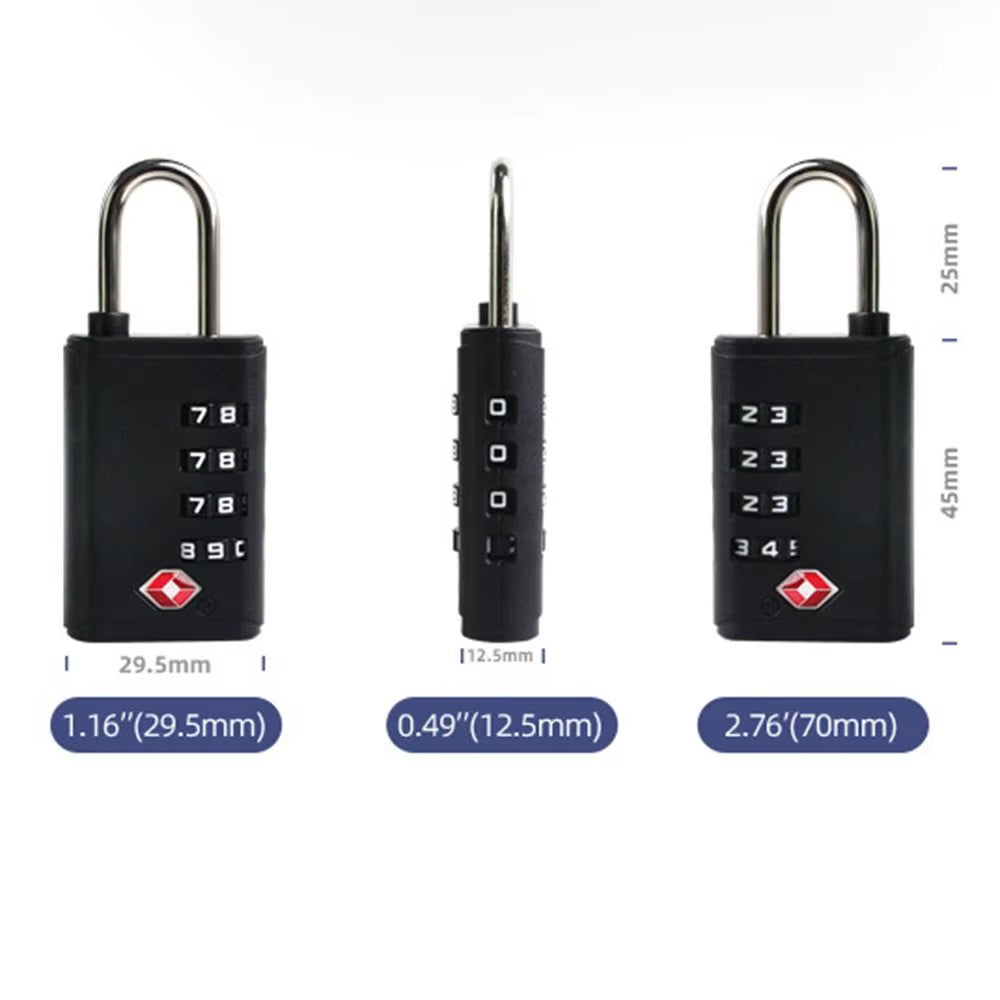 Portable Padlock TSA 4 Dial Digit Customs Lock Combination Lock Anti-Theft Lock Safely Code Lock Luggage Lock Protect Security