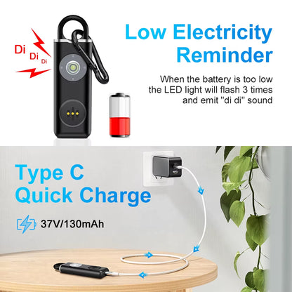 Hollarm Siren Self Defense Personal Alarm for Women, Children, Elderly 130Db Loud Rechargeable Keychain Alarm with LED Light