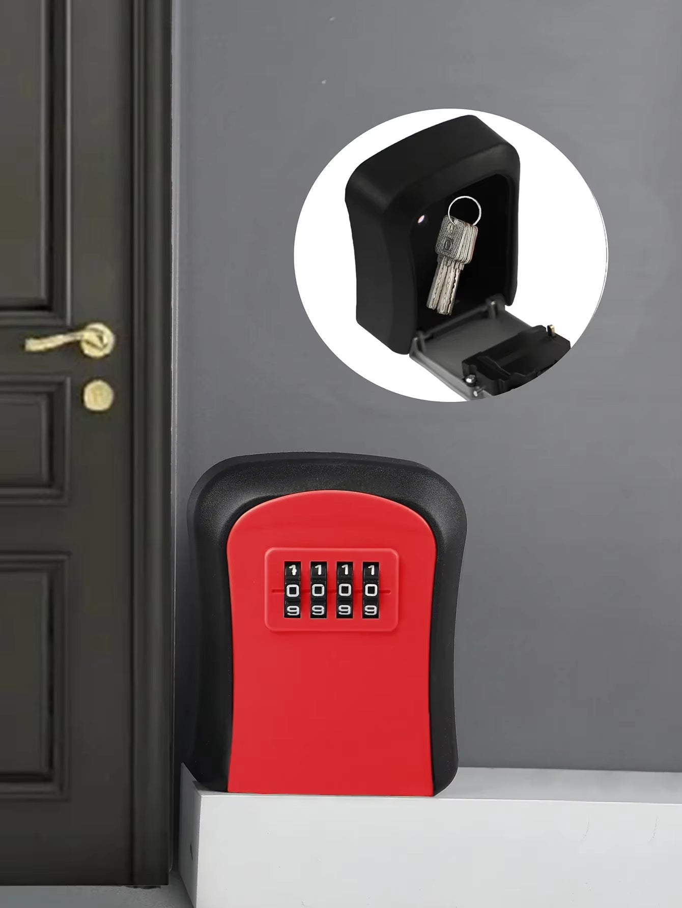 1Pc Wall-Mounted Key Storage Box, Password Key Box, Outdoor Resettable Secret Code Lock Safe Lock Box, Storage Safe