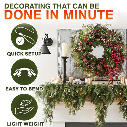 ❄️🎄Oveallgo® Artificial Cedar Garland🇺🇸Green Pine Garland for Table, Mantel, Wall – Perfect for Indoor & Outdoor Christmas Decorations