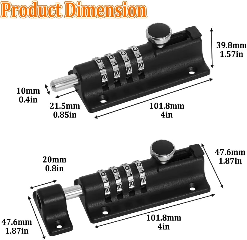 Security Zinc Alloy Anti-Theft Bolt Mechanical Digital Combination Code Lock Wooden Door Storage Cabinet Tongue Cam Lock