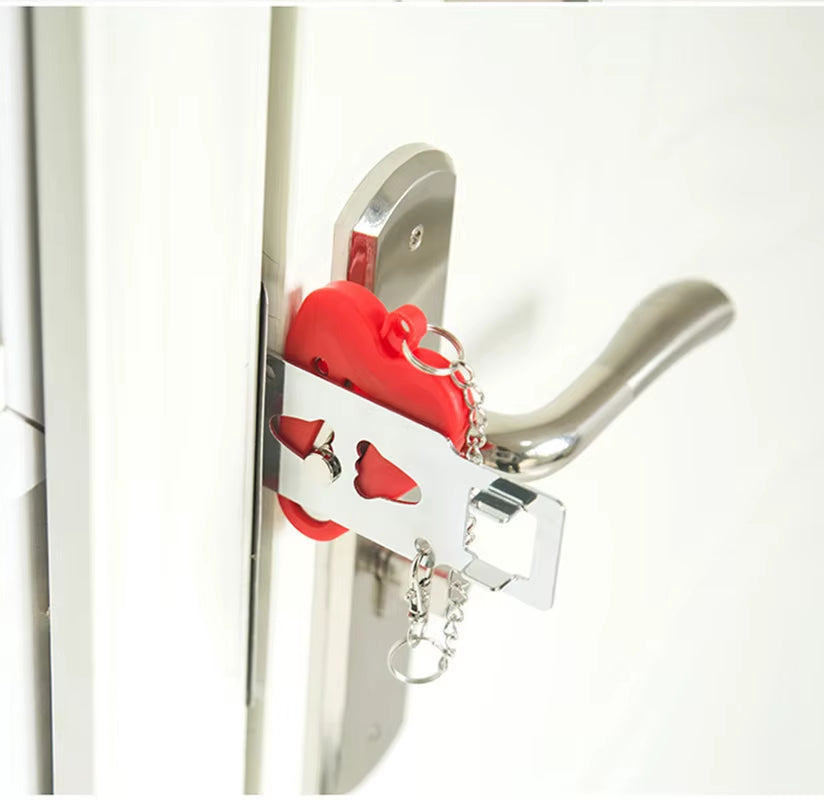 Security Portable Door Lock Latch No Drill Manual Hotel Room Devices for Add Security Holes Removable for Travel Safety