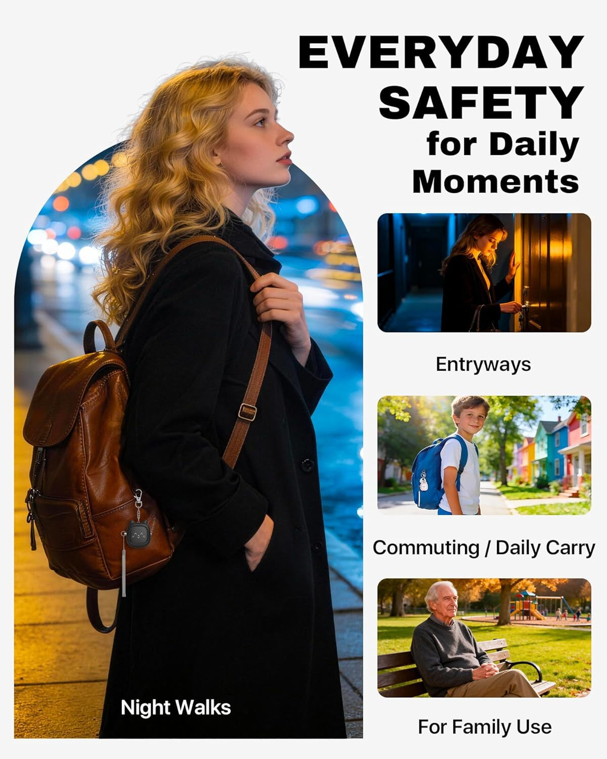 Personal Safety Alarm –  Loud Siren with LED Light, Easy Pull-Pin Keychain for Women & Seniors, Portable Everyday Use (3 Pack)