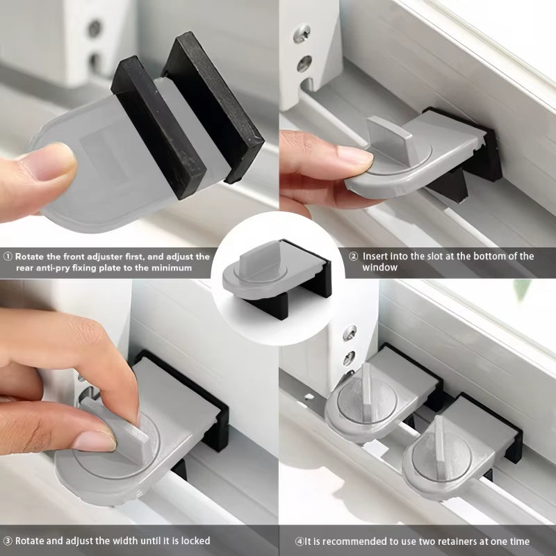 4Pcs Sliding Window Locks Sash Stopper Sliding Door Anti-Theft Lock Adjustable Buckle Windows Stopper Lock Child Safety Limiter