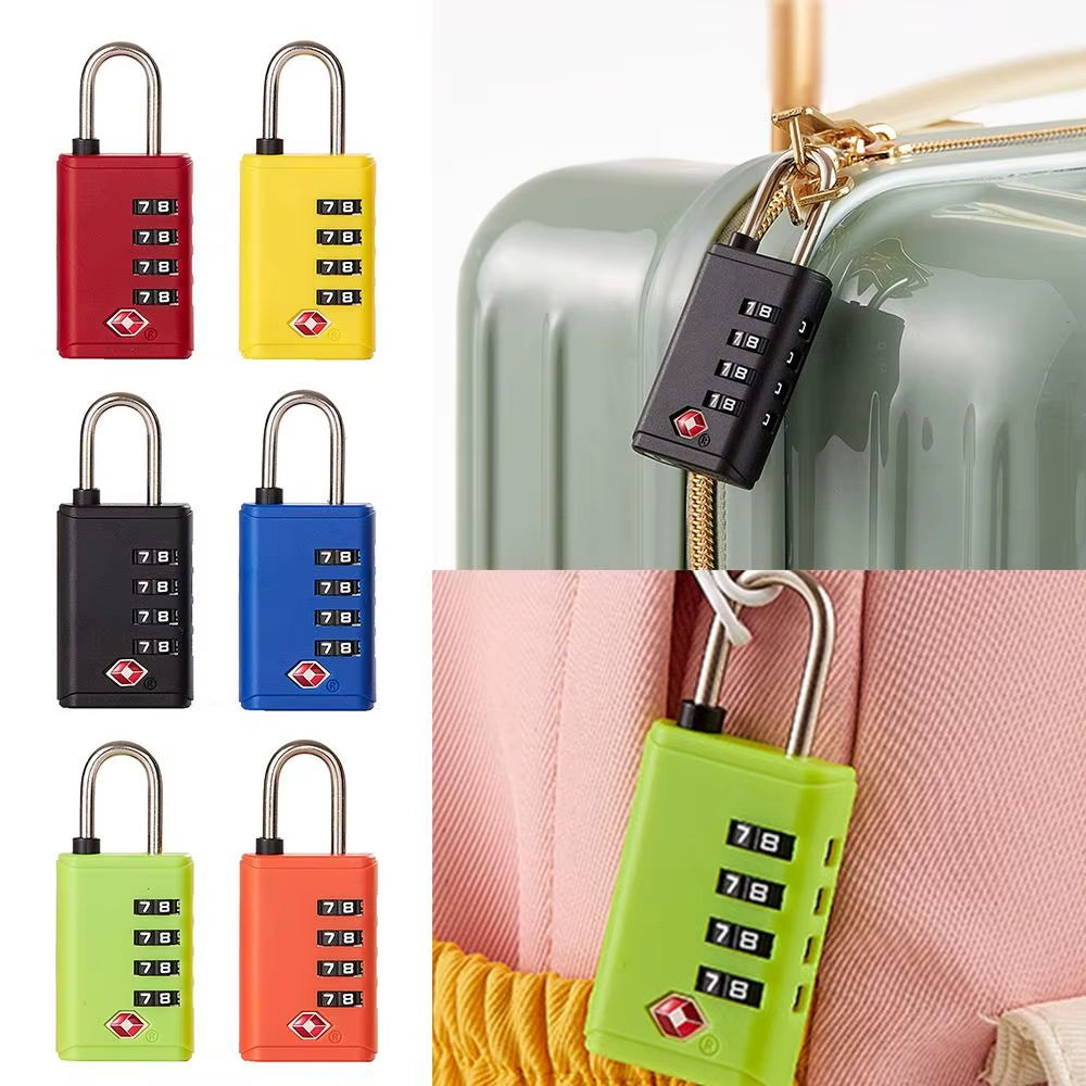 Portable Padlock TSA 4 Dial Digit Customs Lock Combination Lock Anti-Theft Lock Safely Code Lock Luggage Lock Protect Security